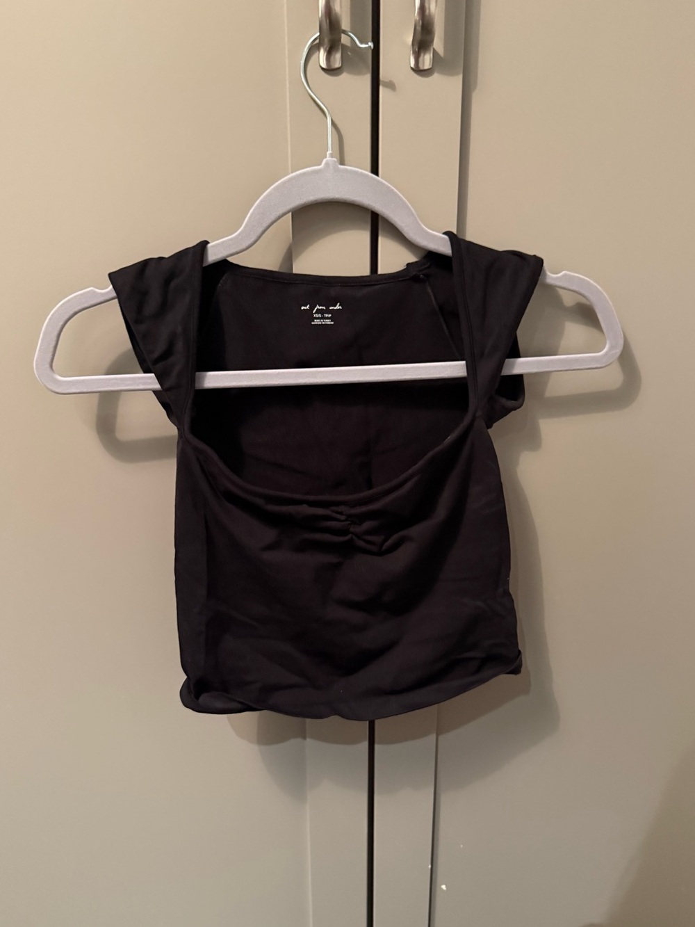 Urban Outfitters out from under Black seamless Ruched front Top with cap sleeves